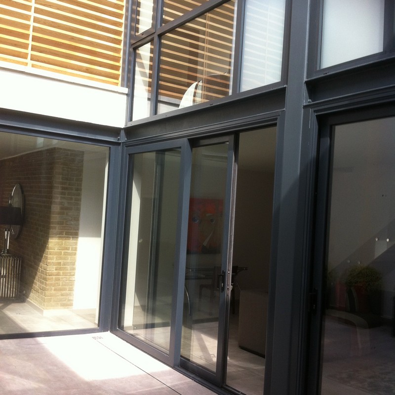 Anthracite aluminium sliding patio doors fitted in Islington
